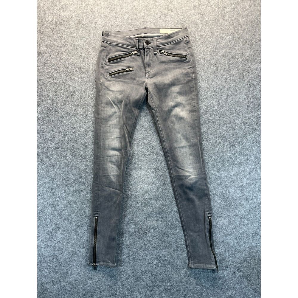 Rag and Bone Jeans Women's 25 Skinny Moto Zip Gray Midrise‎ Denim Pants